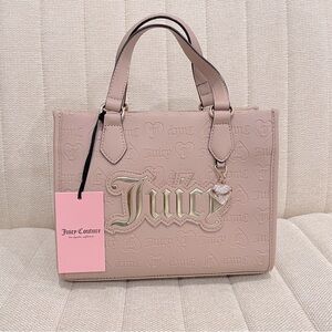 NEW Juicy Couture Cafe Brown Upgrade‎ U Mini Tote with Heart Rhinestone Charm